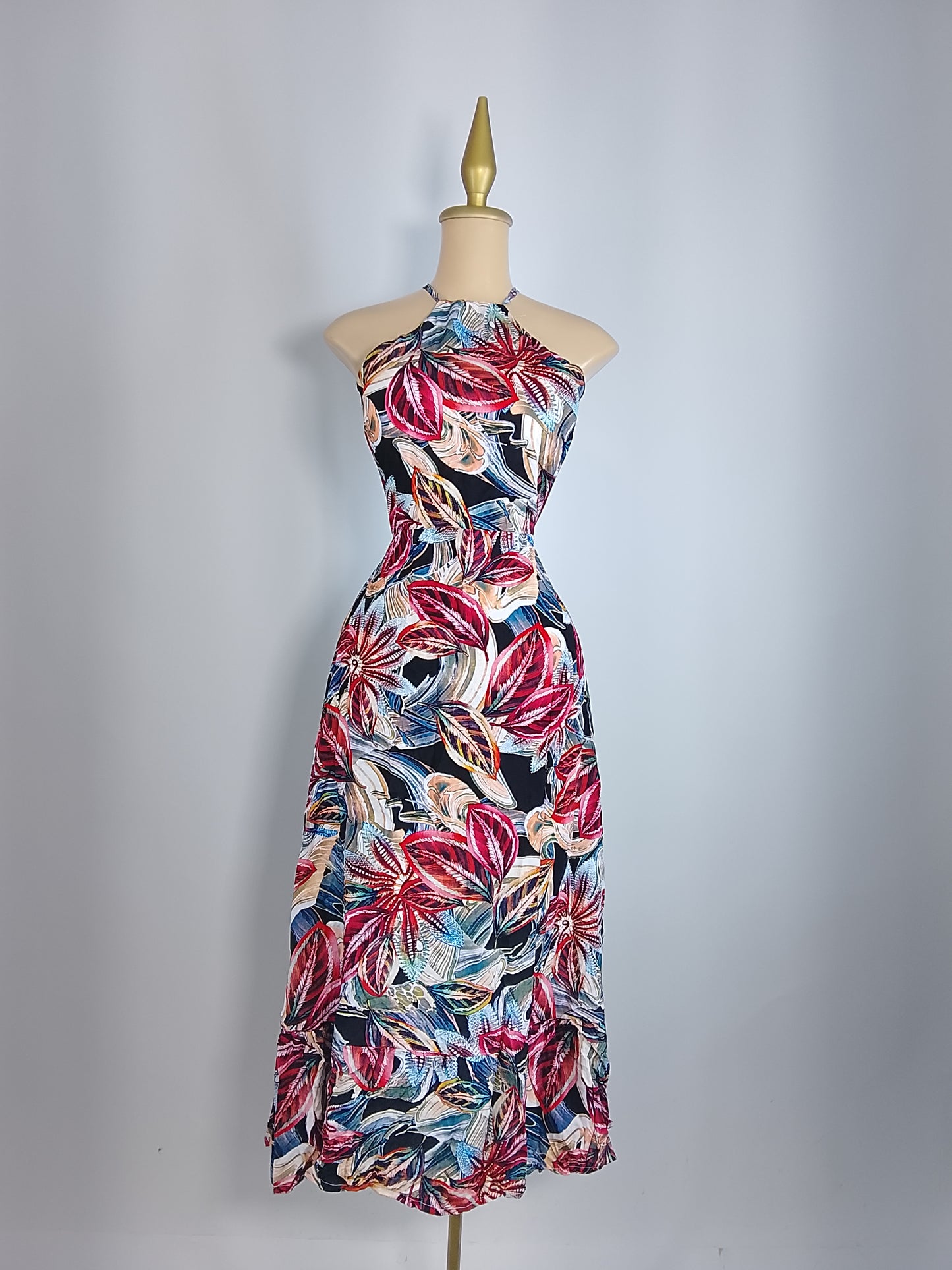 Vestido Tropical atado el cuello