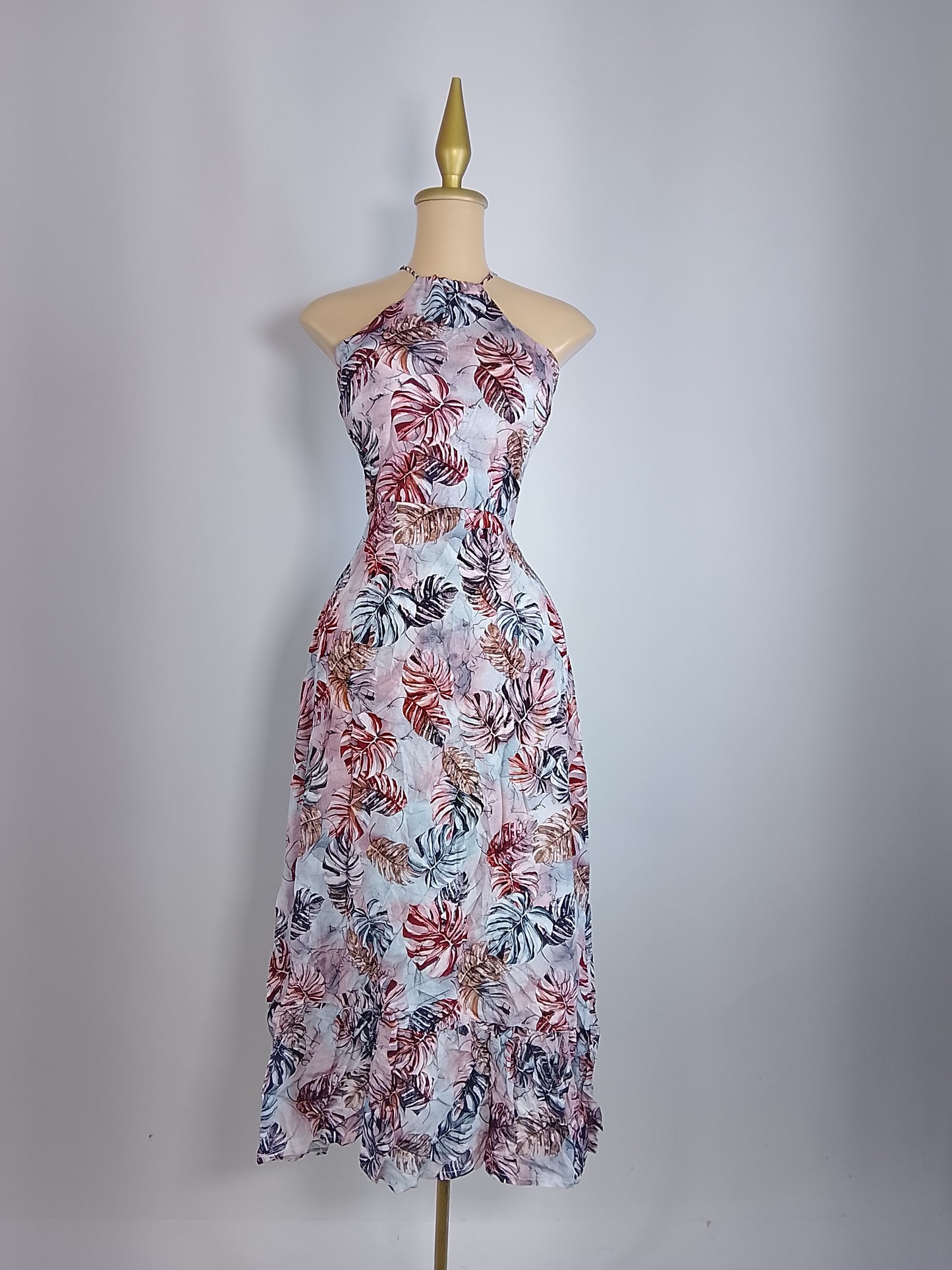 Vestido Tropical atado el cuello