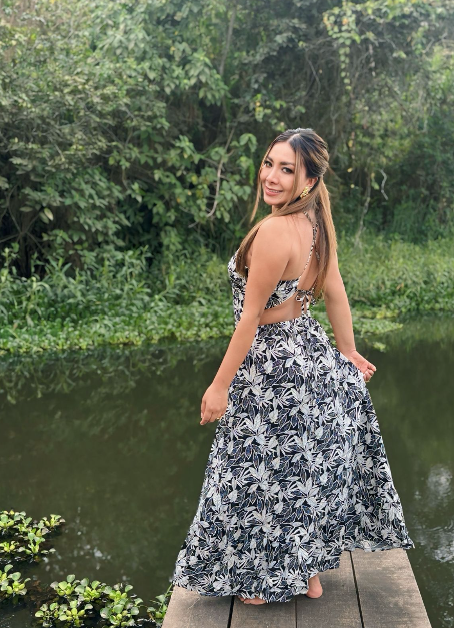 Vestido Tropical atado el cuello